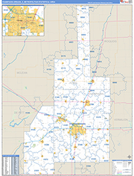 Champaign-Urbana Metro Area Wall Map Basic Style 2026